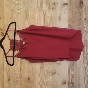 Paper Crane Red Camisole with Crochet Trim Size Large